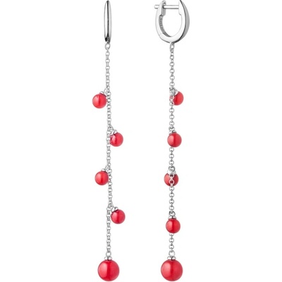 Gaura Pearls stříbrné s korálem Fátima stříbro SK20498EL Červená