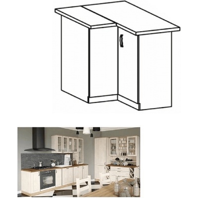 Долен ъглов шкаф Royal D90N бяло и северен бор