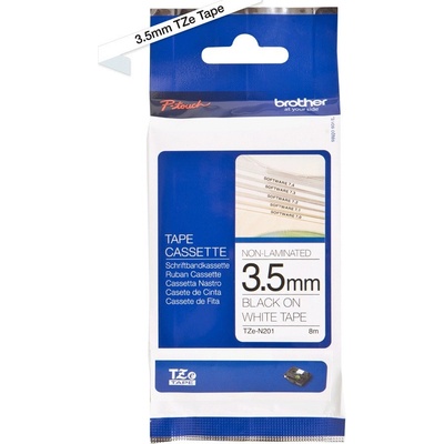 Páska BROTHER TZE-N201 čierne písmo, biela páska nelaminovná (3,5mm)