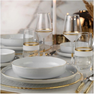Asir Jídelní sada bílá zlatá porcelán 710KTP3411 24 ks