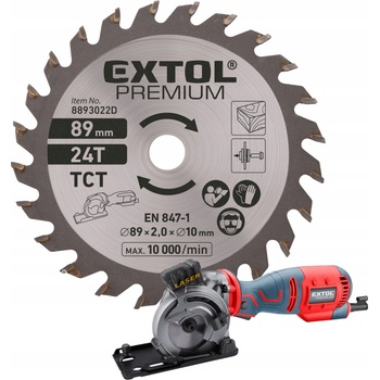 EXTOL PREMIUM Kotouč pilový s SK plátky Ř89 x 1,0 x 10 mm, 24T