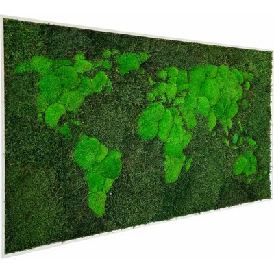 Machová 3D mapa sveta Zelená, 160 x 80 cm, Svetlé drevo