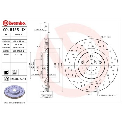 Brzdový kotúč BREMBO 09.8485.1X