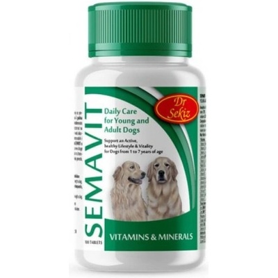 Semaco Dr Sekiz Semaco SEMAVIT - Витамини И Минерали За Млади И Пораснали Кучета От 1 До 7 Години - 100 Таблетки, Сърбия