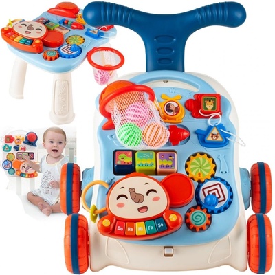 Majlo Toys interaktívne s hracím stolčekom Music Stroller 2v1 modré