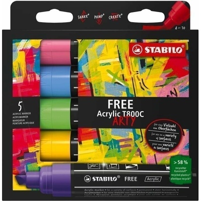 Akrylový popisovač STABILO FREE Acrylic - klínový hrot 4-10 mm - sada Seaside 5 ks