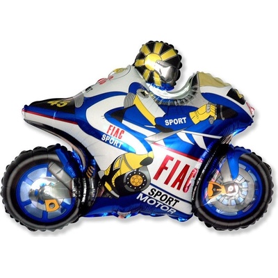 Balón fóliový 35 cm motorka modrá
