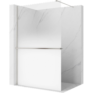 Mexen Kioto+ Душ стена с рафт Walk-in 120 x 200 см, бял омбре 8 мм, матиран никел (800-120-121-97-86)
