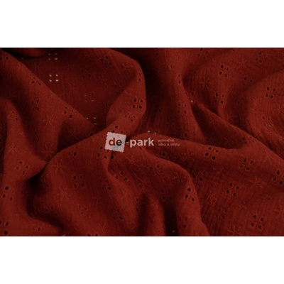 de-park Madeira - vyšívaná gázovina - mušelín - terakota