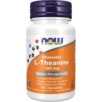 NOW L-Theanine 100 mg Chewable | with Inositol & Taurine [90 Дъвчащи таблетки]