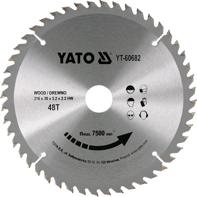 Kotouč na dřevo 216 x 30 mm 48z Yato YT-60682