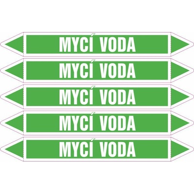 Grafiko | Mycí voda - dle ČSN 13 0072 - Materiál Samolepící PVC folie, Rozměr aršík 5ks šipka 350x52mm