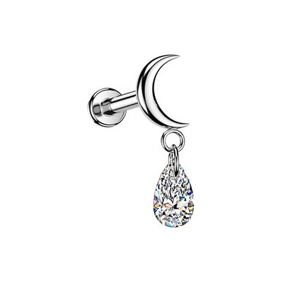 Šperky4U Piercing do ucha labreta měsíc TITAN TIT1743