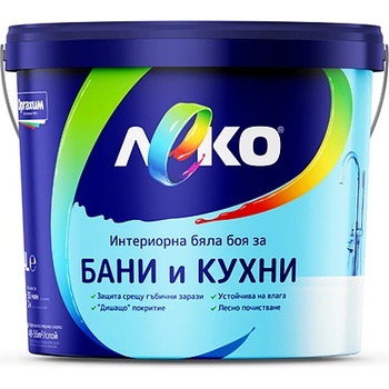 ЛЕКО БОЯ ИНТЕРИОРНА ЛЕКО ЗА БАНИ И КУХНИ 3л БЯЛА (4004985)