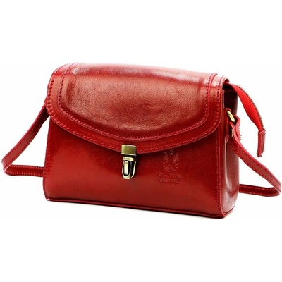 Dámska malá kožená crossbody kabelka červená na rameno Florence 51