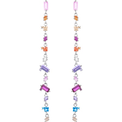 AGATO Dlouhé stříbrné náušnice s barevnými zirkony AGT-E081PC