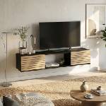 TopMebel Стенна ТВ мебел Elano TopMebel от меламин в черен - сепет дъб цвят 160x31.4x31.2cm