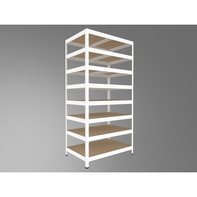 Biedrax Regál do technickej miestnosti 60 x 75 x 240 cm, biely, 8 políc MDF, 200 kg na policu