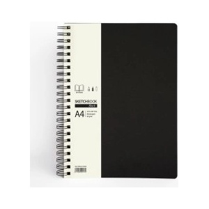 Drasca Скечбук със спирала Black А4 90г 80л черен