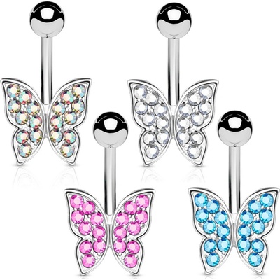 Šperky4U piercing do pupíku motýlek WP01180-C