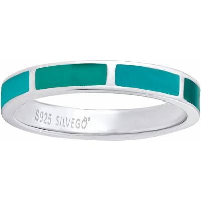 SILVEGO Stříbrný prsten Nisha se zeleným smaltem DCC058RS