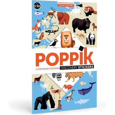 POPPIK Плакат със стикери poppik - Животните по света (dis003)