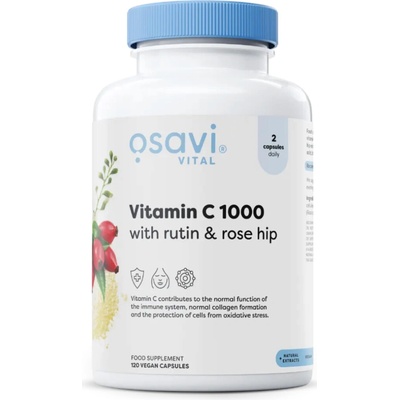 Osavi Vitamin C with Rutin a Rose Hip, 1000 mg Vitamín C s Rutinom a Šípkom, 120 vegán kapsúl