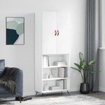 vidaXL Висок шкаф, бял, 69, 5x34x180 см, инженерно дърво (3196043)