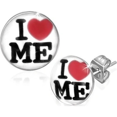 Šperky eshop Puzetové ocelové náušnice kruh I LOVE ME X07.10