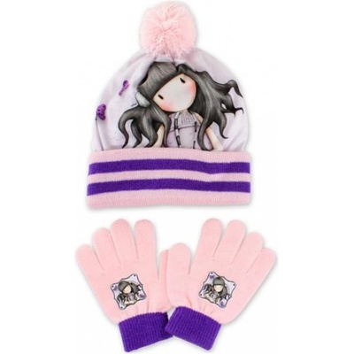 Setino dívčí zimní čepice + prstové rukavice Gorjuss Santoro London růžová