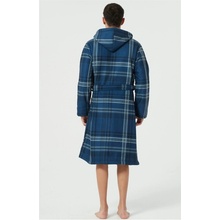 Howick Premium Bonded Check Dressing Gown Navy/Blue