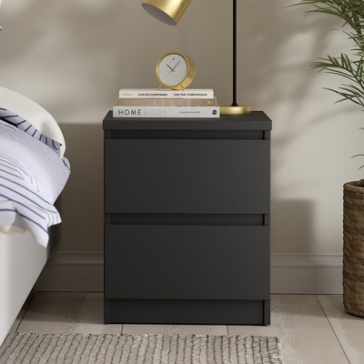 Нощно шкафче Naia с 2 чекмедже Черен мат