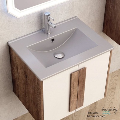 Inter Ceramic Долен конзолен pvc шкаф за баня bg 6451 + 6066g СИВ МАТ