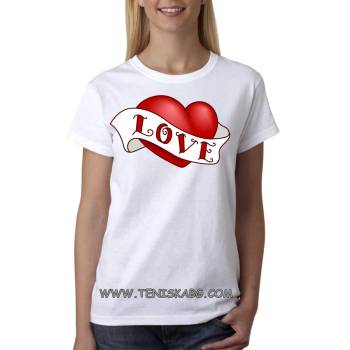 Image 1 of Fruit of the Loom Тениска с надпис - Love, heart