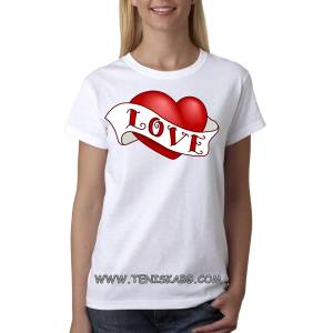 Fruit of the Loom Тениска с надпис - Love, heart