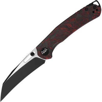 WIXCO WORTEX 14C28N BSW & Satin with Red Shredded CF handle Linerlock WX16-E