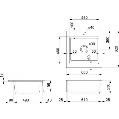 SAPHO ARYA keramický dřez 66x62cm, bílá – Zboží Mobilmania