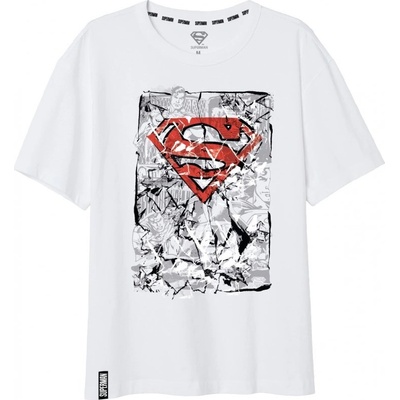 E Plus pánske tričko s krátkym rukávom Superman biele