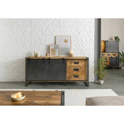 Bighome - Príborník Mango 195x45x90 prírodný lak / Metall grau BLACKBURN