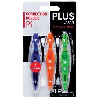 PLUS PS Korekčný roller, 4,2 mm x 6 m 3 rôzne farby