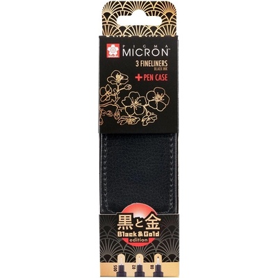 Technické linery SAKURA Pigma Micron Exclusive, 3 ks v koženém pouzdře
