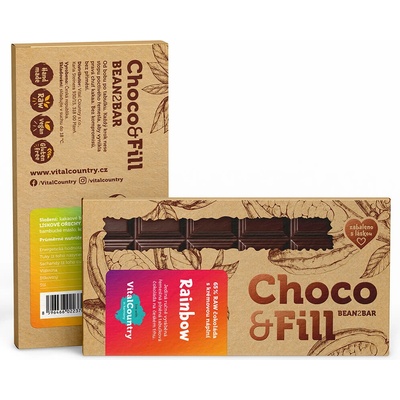 Choco & Fill Raw plněná čokoláda 65% Rainbow 200 g