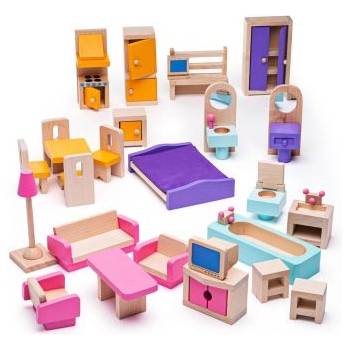 Bigjigs Toys - Дървени мебели за куклена къща (JT116)