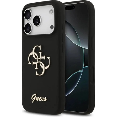 GUESS Силиконов калъф Guess Big 4G Script за iPhone 17 Pro - черен