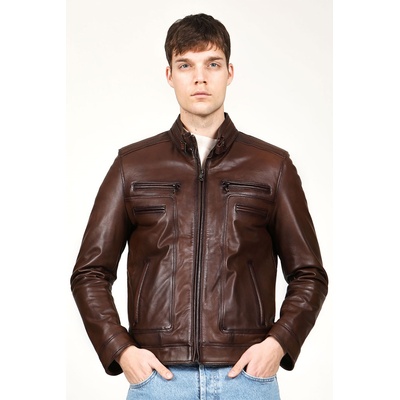 Jacket Club Мъжко яке от естествена кожа e-1084 - Кафяво #318245 (318245_Кафяво)