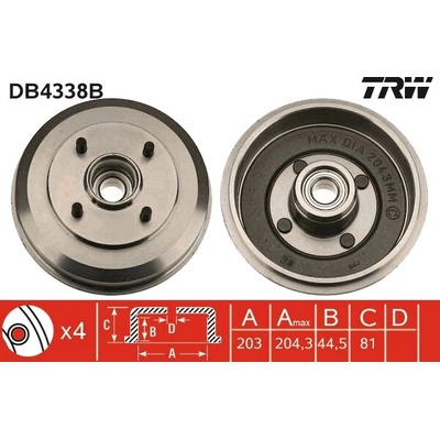 Brzdový bubon TRW DB4338B