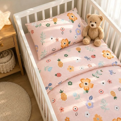 Takoy obliečky 135 x 100 cm kvety na ružovej Elia premium satén-HT-00881 100 x 135 cm 60 x 40 cm