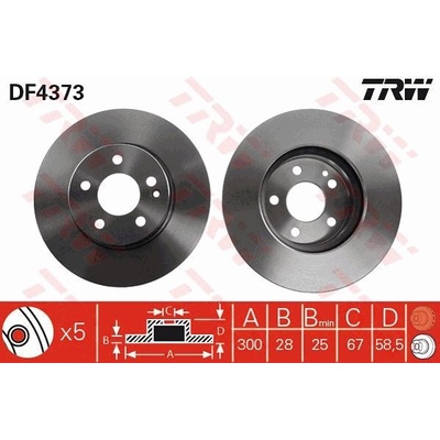 Brzdový kotúč TRW DF4373