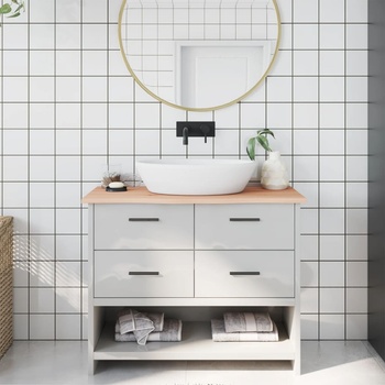 vidaXL Плот за баня 100x30x2 см необработено масивно дърво (3156029)