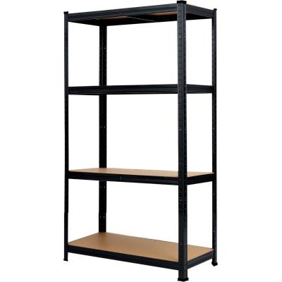 СТЕЛАЖ МЕТАЛЕН 180х90х40 4 РАФТА МДФ 175кг НА РАФТ ЧЕРЕН (54538bk)